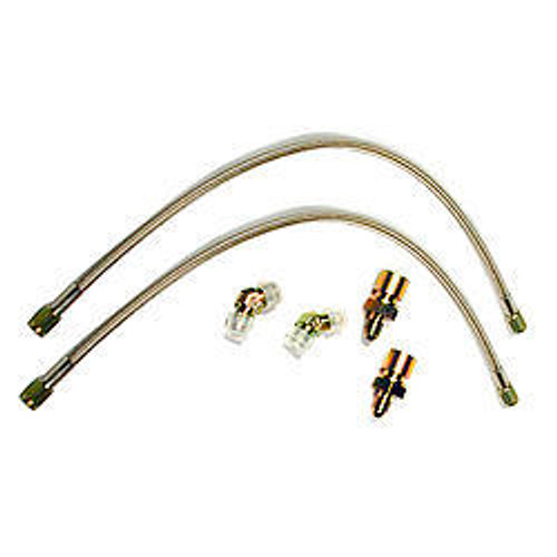 Wilwood 220-6471 Brake Hose Kit, Flexline, DOT Approved, 18 in, 3 AN Hose, 3 AN Straight Inlet, 3 AN Straight Outlet, Fittings, Braided Stainless, Front, Ford Mustang 1987-93, Kit