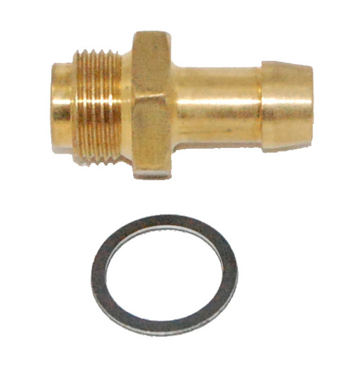 Advanced Engine Design 5426 Carburetor Inlet Fitting, Straight, 3/8 in Hose Barb to 9/16-24 in Male, Brass, Natural, Holley 4160 Carburetors, Each