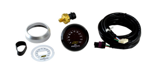 AEM Electronics 30-4407 Oil Pressure Gauge, 0-150 psi, Electric, Digital, 2-1/16 in Diameter, Black / White Face, Each