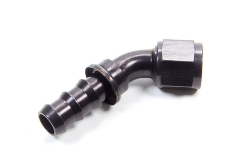 Aeroquip FBL1524 Fitting, Hose End, AQP Socketless, 45 Degree, 10 AN Hose Barb to 10 AN Female, Aluminum, Black Anodized, Each