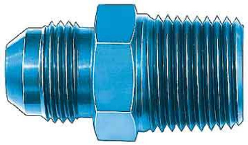 Aeroquip FBM2007 Fitting, Adapter, Straight, 8 AN Male to 3/8 in NPT Male, Aluminum, Blue Anodized, Each