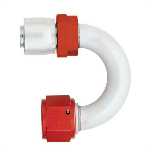 Aeroquip FBM4264 Fitting, Hose End, AQP/Startlite, 180 Degree, 10 AN Hose Crimp to 10 AN Female Swivel, Aluminum, Red / Silver, Each