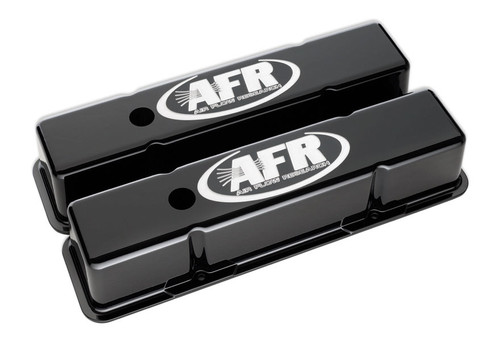 Air Flow Research 6705 Valve Cover, Tall, Breather Holes, AFR Logo, Aluminum, Black Powder Coat, Small Block Chevy, Pair