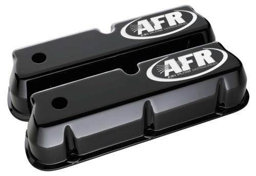 Air Flow Research 6715 Valve Cover, Tall, Breather Holes, AFR Logo, Aluminum, Black Powder Coat, Small Block Ford, Pair