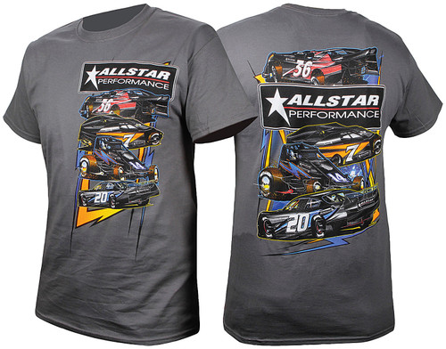 Allstar Performance ALL99901XXXL T-Shirt, Allstar Circle Track Design, Dark Gray, 3X-Large, Each