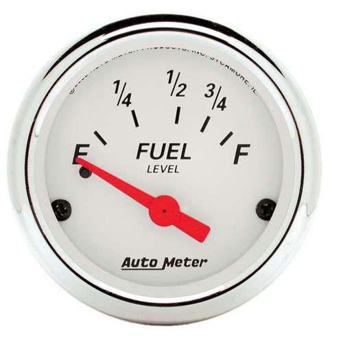 Autometer 1316 Fuel Level Gauge, Arctic White, 73-10 ohm, Electric, Analog, Short Sweep, 2-1/16 in Diameter, White Face, Each
