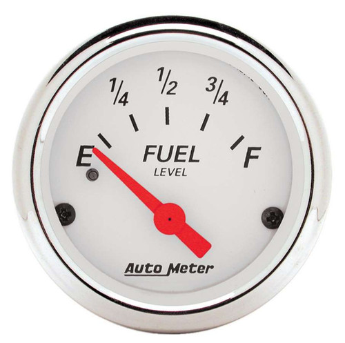 Autometer 1317 Fuel Level Gauge, Arctic White, 240-33 ohm, Electric, Analog, Short Sweep, 2-1/16 in Diameter, White Face, Each