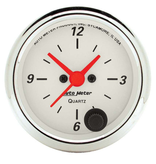 Autometer 1385 Clock Gauge, Artic White, Electric, Analog, 2-1/16 in Diameter, White Face, Each