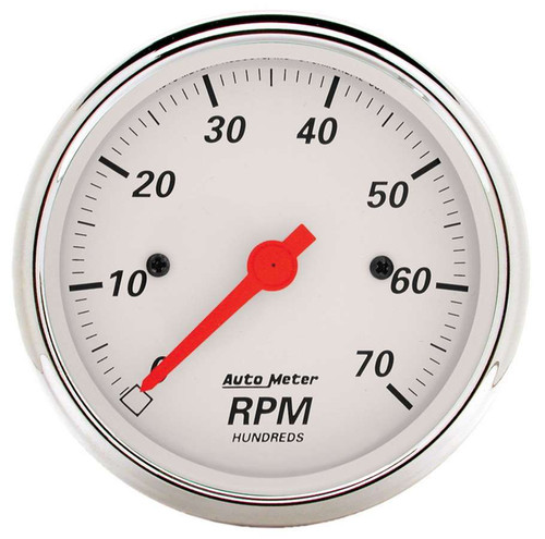 Autometer 1398 Tachometer, Arctic White, 7000 RPM, Electric, Analog, 3-1/8 in Diameter, Dash Mount, White Face, Each