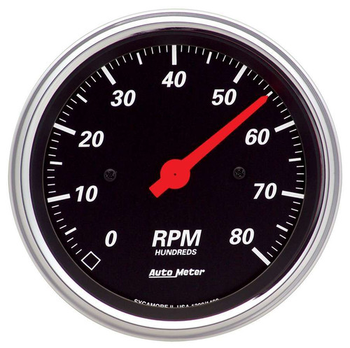 Autometer 1490 Tachometer, Designer Black, 8000 RPM, Electric, Analog, 3-3/8 in Diameter, Dash Mount, Black Face, Each