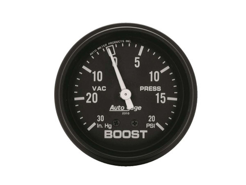 Autometer 2310 Boost / Vacuum Gauge, Auto Gage, 30 in HG-20 psi, Mechanical, Analog, 2-5/8 in Diameter, Black Face, Each