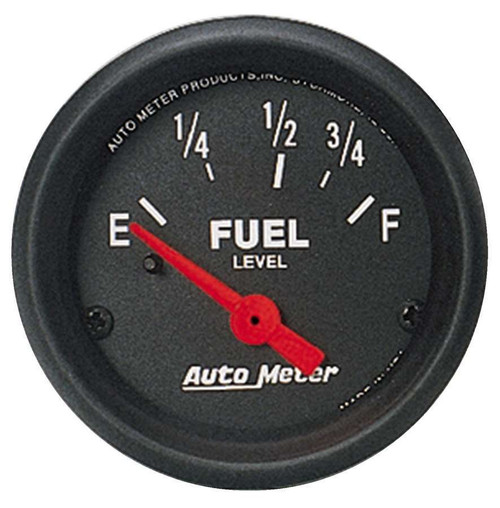 Autometer 2641 Fuel Level Gauge, Z-Series, 0-90 ohm, Electric, Analog, Short Sweep, 2-1/16 in Diameter, Black Face, Each