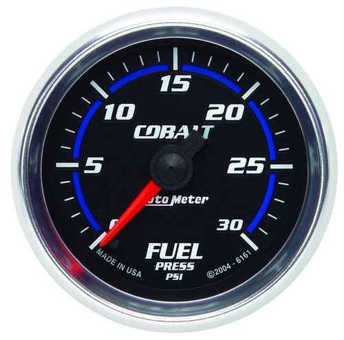 Autometer 6161 Fuel Pressure Gauge, Cobalt, 0-30 psi, Electric, Analog, Full Sweep, 2-1/16 in Diameter, Black Face, Each