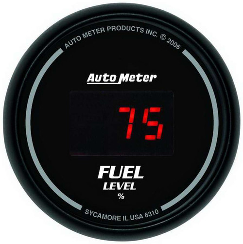 Autometer 6310 Fuel Level Gauge, Sport-Comp, 0-280 ohm, Electric, Digital, 2-1/16 in Diameter, Programmable, Black Face, Each
