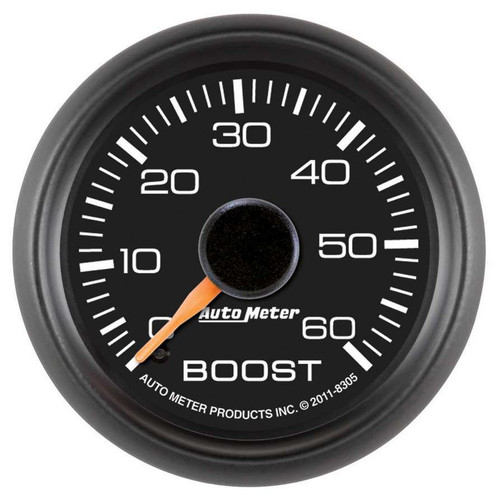 Autometer 8305 Boost Gauge, GM Factory Match, 0-60 psi, Mechanical, Analog, 2-1/16 in Diameter, Black Face, Each
