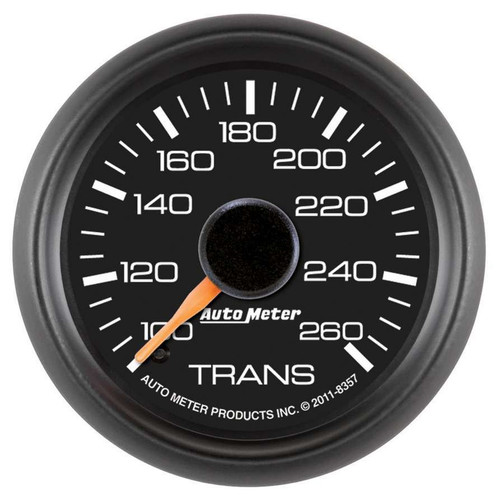 Autometer 8357 Transmission Temperature Gauge, GM Factory Match, 100-260 Degree F, Electric, Analog, Full Sweep, 2-1/16 in Diameter, Black Face, Each