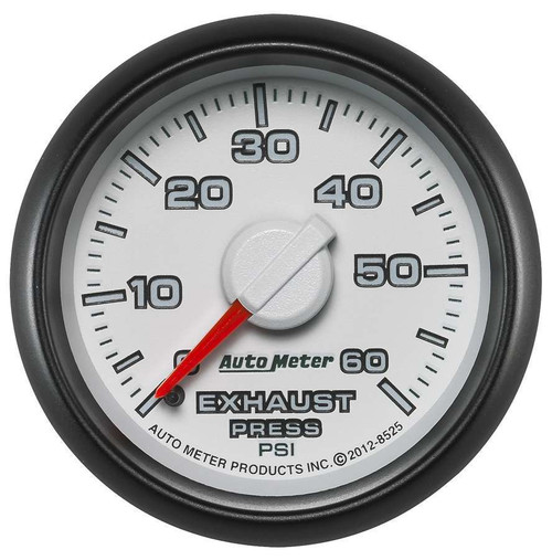 Autometer 8525 Exhaust Pressure Gauge, Gen3 Dodge Factory Match, 0-60 psi, Mechanical, Analog, 2-1/16 in Diameter, White Face, Each