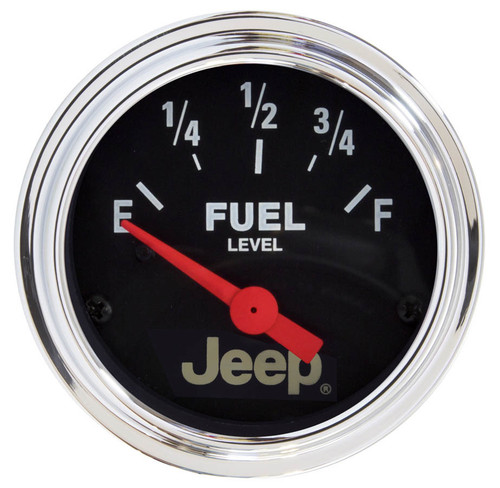 Autometer 880243 Fuel Level Gauge, Jeep, 0-90 ohm, Electric, Analog, Short Sweep, 2-1/16 in Diameter, Jeep Logo, Black Face, Each