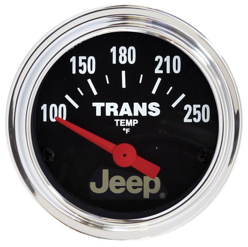 Autometer 880260 Transmission Temperature Gauge, Jeep, 100-250 Degree F, Electric, Analog, Short Sweep, 2-1/16 in Diameter, Jeep Logo, Black Face, Each