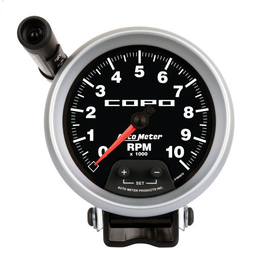 Autometer 880879 Tachometer, COPO, 10000 RPM, Electric, Analog, Full Sweep, 3-3/4 in Diameter, Pedestal Mount, Shift Light, Black Face, Each