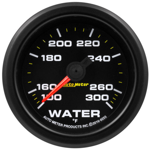 Autometer 9255 Water Temperature Gauge, Extreme Environment, Stepper Motor, 100-300 Degree F, Electric, Analog, Full Sweep, 2-1/16 in Diameter, Black Face, Each