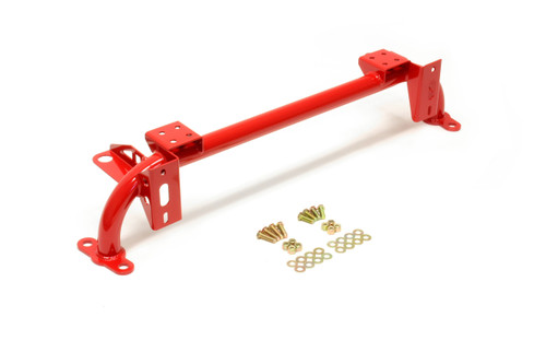 BMR Suspension RS003R Radiator Support Bar, Lightweight, Steel, Red Powder Coat, Ford Mustang 2005-14, Each