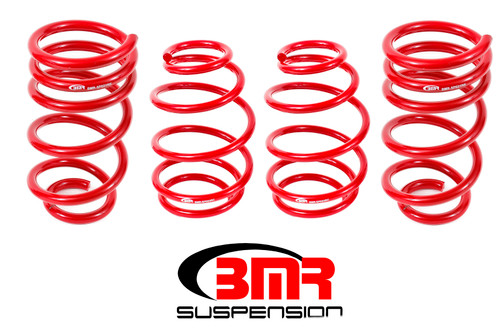 BMR Suspension SP025R Suspension Spring Kit, 1.4 in Lowering Front / 1 in Lowering Rear, 4 Coil Springs, Red Powder Coat, Chevy Camaro 2010-15, Kit