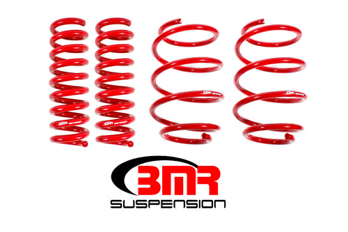 BMR Suspension SP041R Suspension Spring Kit, 3/4 in Lowering Front, 1 in Lowering Rear, 4 Coil Springs, Red Powder Coat, Chevy Camaro 2016-17, Kit