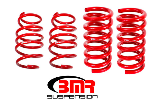 BMR Suspension SP083R Suspension Spring Kit, Handling, Lowering, 4 Coil Springs, Red Powder Coat, Ford Mustang 2015-20, Kit