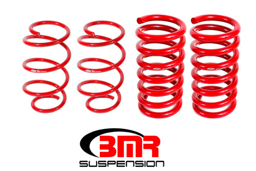 BMR Suspension SP086R Suspension Spring Kit, Drag, Lowering, 4 Coil Springs, Red Powder Coat, Ford Mustang 2015-20, Kit