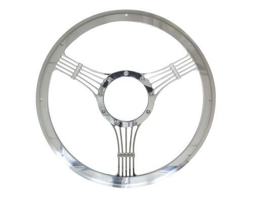Billet Specialties 30925 Steering Wheel, Banjo, 14 in Diameter, 2 in Dish, 3-Spoke, Milled Finger Notches, Billet Aluminum, Polished, Each Billet Specialties 30925 Steering Wheel, Banjo, 14 in Diameter, 2 in Dish, 3-Spoke, Milled Finger Notches, Billet Aluminum, Polished, Each