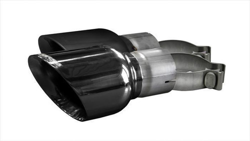 Corsa Performance 14346BLK Exhaust Tip, Pro-Series, Clamp-On, 4-1/2 in Round Outlet, Dual Wall, Beveled Edge, Angled Cut, Stainless, Black, Ford Coyote, Ford Mustang 2015-17, Pair