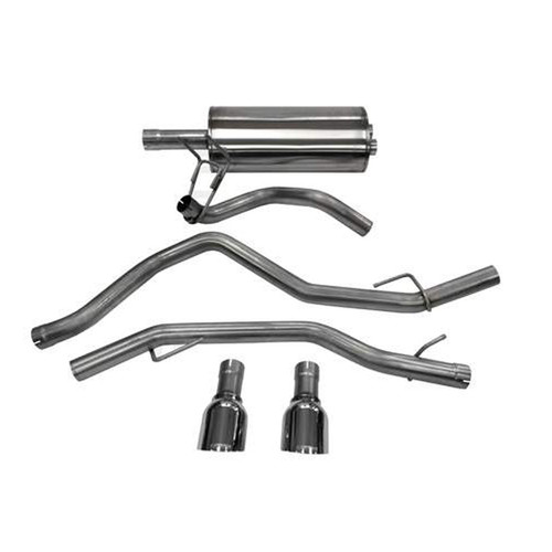 Corsa Performance 14405 Exhaust System, Sport, Cat-Back, 3 in Diameter, Dual 4-1/2 in Single Tip, Stainless, Polished Pro-Series Tip, Mopar V8, Dodge Ram Fullsize Truck 2009-17, Kit