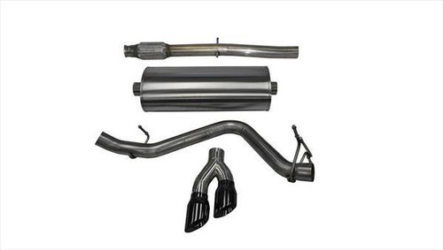 Corsa Performance 14873BLK Exhaust System, Sport, Cat-Back, 3 in Diameter, Single 4 in Dual Tip, Stainless, Black Pro-Series Tips, 5.3 L, GM V8, GM Fullsize Truck 2014-18, Kit