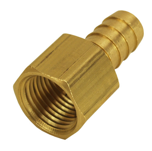 Derale 98106 Fitting, Adapter, Straight, 1/2 in Hose Barb to 1/2 in NPT Female, Brass, Natural, Each
