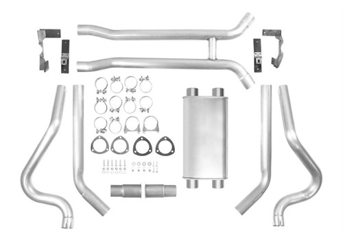 Dynomax 89021 Exhaust System, Thrush Turbo, Header-Back, 2-1/2 in Diameter, Dual Rear Exit, Steel, Aluminized, Small Block Chevy, GM F-Body 1967-74, Kit