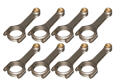 Eagle CRS5700BLW Connecting Rod, H Beam, 5.700 in Long, Bushed, 3/8 in Cap Screws, Forged Steel, Small Block Chevy, Set of 8