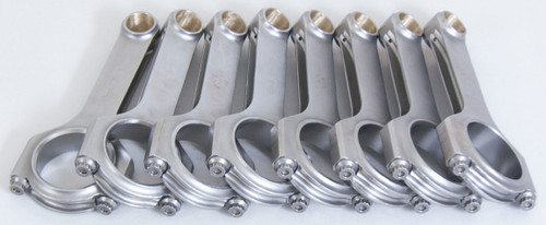 Eagle CRS6125B3D Connecting Rod, H Beam, 6.125 in Long, Bushed, 7/16 in Cap Screws, Forged Steel, Small Block Chevy, Set of 8