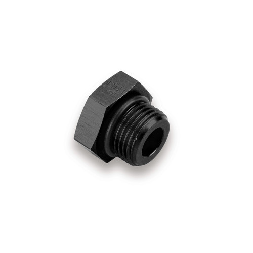 Earls AT981408ERL Fitting, Plug, 8 AN, O-Ring, Hex Head, Aluminum, Black Anodized, Each