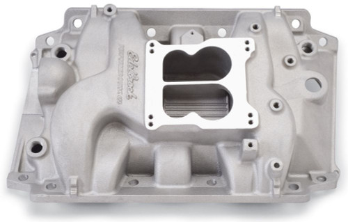 Edelbrock 2146 Intake Manifold, Performer Buick 455, Spread / Square Bore, Dual Plane, Aluminum, Natural, Big Block Buick, Each