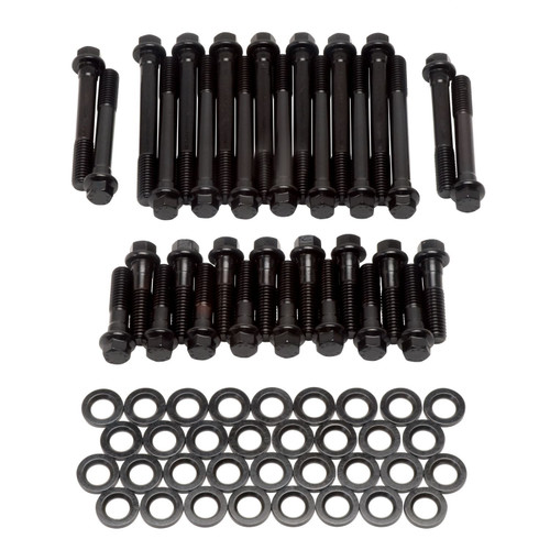 Edelbrock 85502 Cylinder Head Bolt Kit, E-Series, Hex Head, Chromoly, Black Oxide, Small Block Chevy, Kit