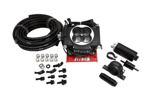 Fitech Fuel Injection 31002 Fuel Injection, Go EFI Series, Throttle Body, Square Bore, 4-Barrel, 80 lb/hr Injectors, Aluminum, Black Powder Coat, Universal, Kit