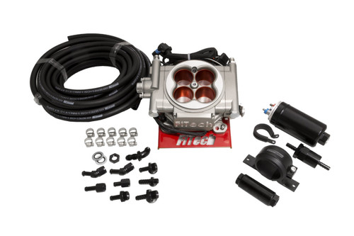 Fitech Fuel Injection 31003 Fuel Injection, Go Street EFI, Master Kit, Throttle Body, Square Bore, 80 lb/hr Injectors, Aluminum, Silver Anodized, Universal, Kit