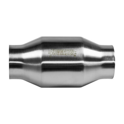Flowmaster 2000125 Catalytic Converter, 200 Series, 49 State, 2-1/2 in Inlet, 2-1/2 in Outlet, 4 x 3-1/2 in Case, 8 in Long, Stainless, Natural, Universal, Each