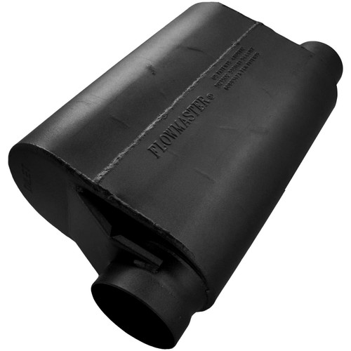 Flowmaster 53545-10 Muffler, 40 Delta Force, 3-1/2 in Offset in, 3 in Offset Out, 13-1/2 x 10 x 5 in Oval Body, 22 in Long, Steel, Black Paint, Universal, Each