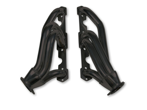 Flowtech 11502FLT Headers, Shorty, 1-1/2 in Primary, 2-1/2 in Collector, Steel, Black Paint, Small Block Chevy, GM Compact SUV / Truck 1982-93, Pair