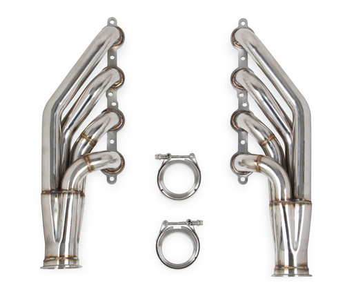 Flowtech 11537FLT Headers, LS Turbo Headers, 1-7/8 in Primary, 3 in Collector, Up and Forward, Stainless, Natural, GM LS-Series, Universal, Pair