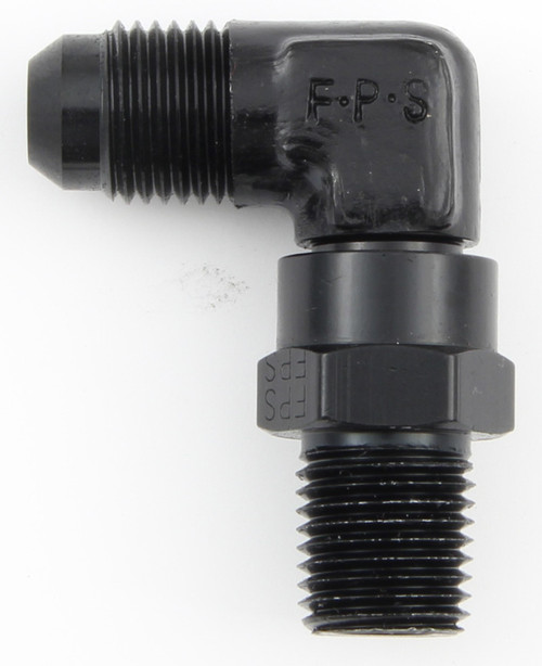 Fragola 499110-BL Fitting, Adapter, 90 Degree, 10 AN Male to 1/2 in NPT Male Swivel, Aluminum, Black Anodized, Each