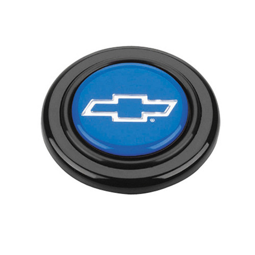 Grant 5650 Horn Button, Blue Chevy Bowtie Logo, Plastic, Black / Blue, Grant Signature Series Wheels, Each