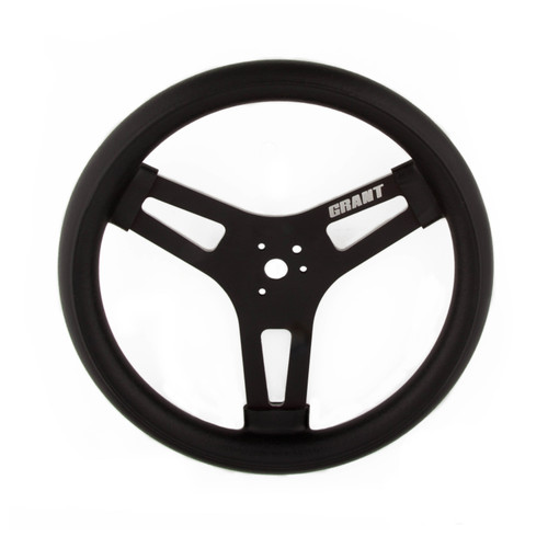 Grant 600 Steering Wheel, Performance, 13 in Diameter, 3-Spoke, Black Vinyl Grip, Aluminum, Black Anodized, Each